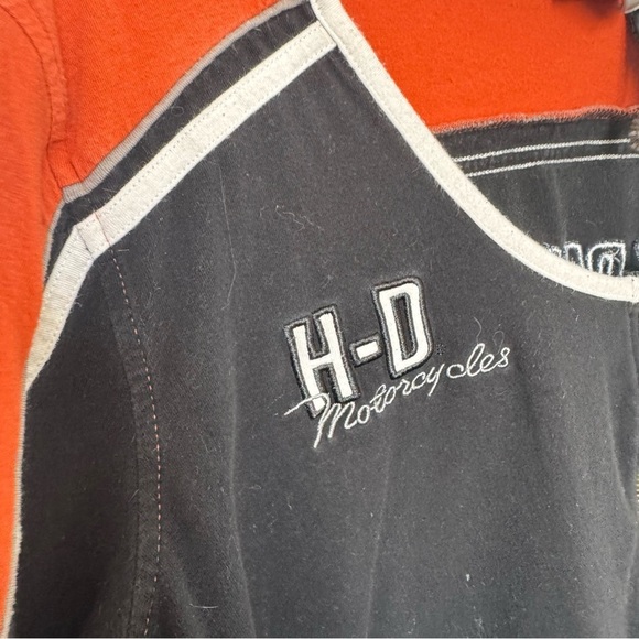 Vintage Harley-Davidson Zip Front Long Sleeve – Black & Orange Racing Style 1W - Picture 3 of 6